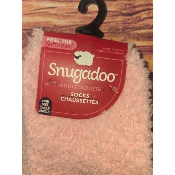 Snugadoo Fuzzy Warmth Cozy Soft Adult Socks Pink-White OS - Picture 2 of 3